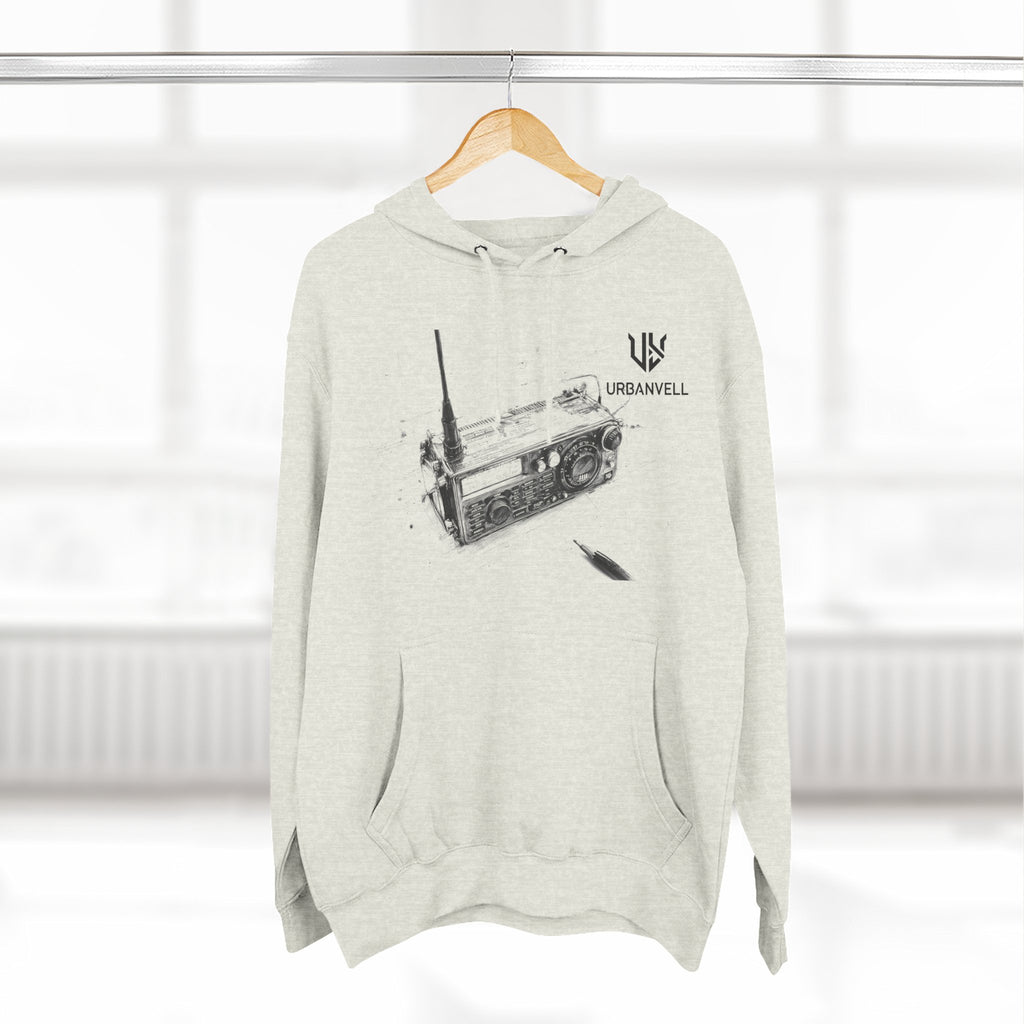 Walkie-Talkie Radio Sketch Hoodie — URBANVELL Minimal Urban Radio Graphic Fleece Pullover