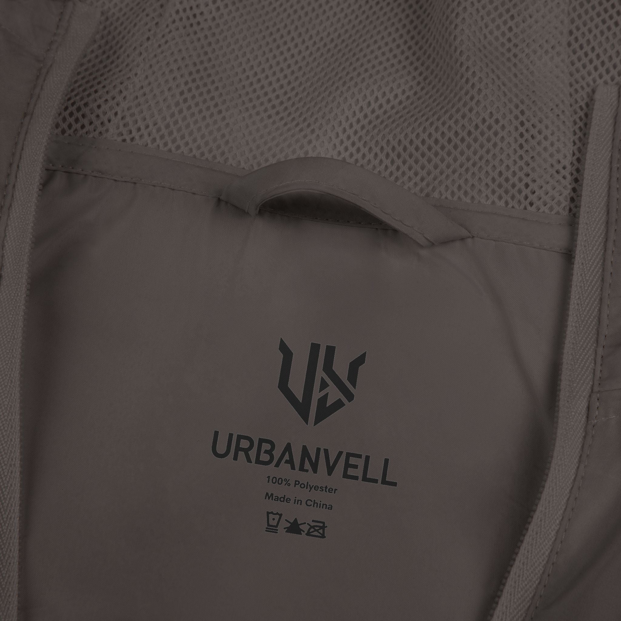 White Camo Windbreaker Jacket with URBANVELL Logo — Lightweight Full-Zip Hooded Jacket