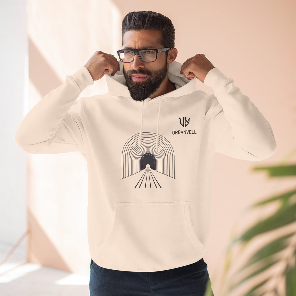 Minimalist Arch Tunnel Hoodie — URBANVELL Logo Fleece Pullover