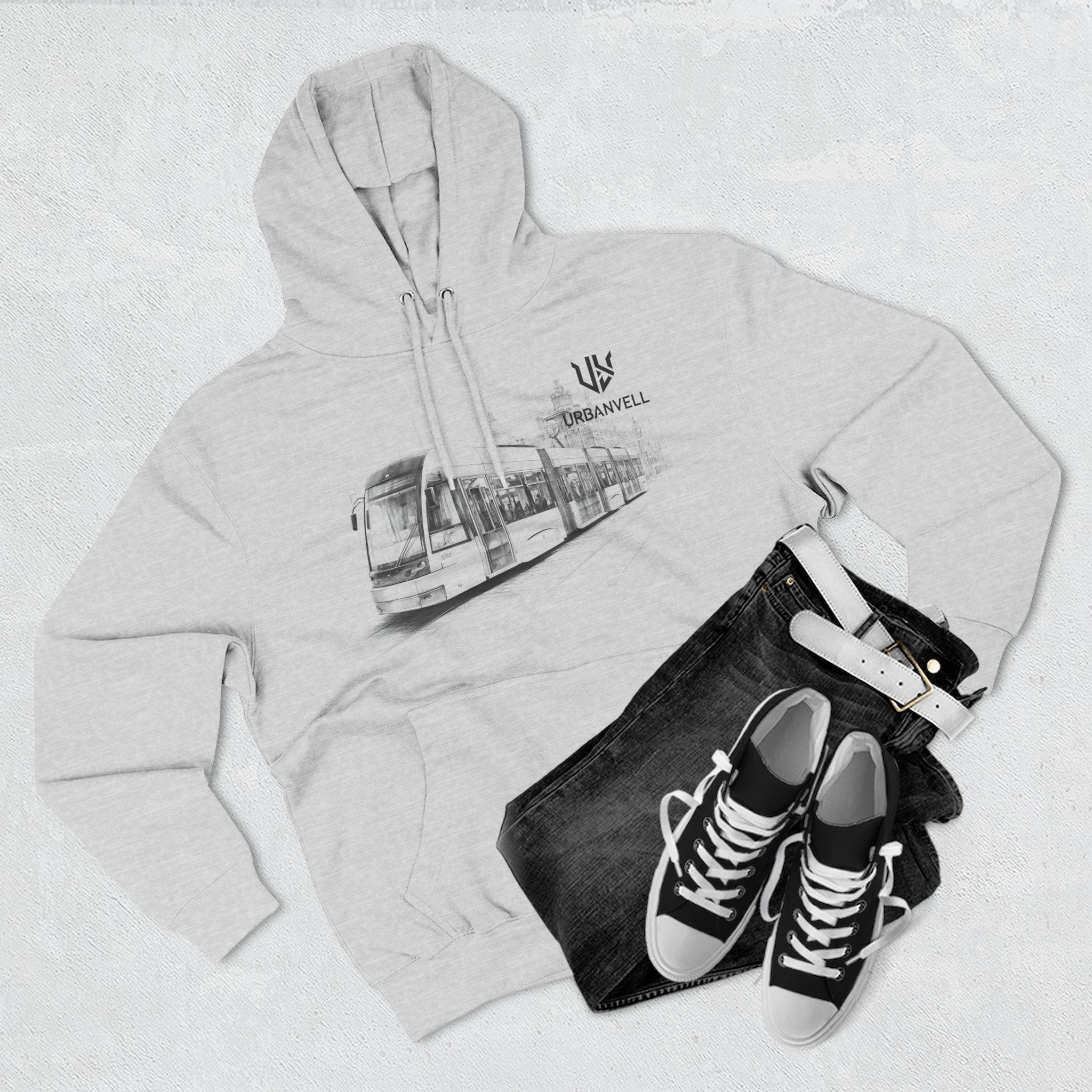 Light Rail Train Hoodie — URBANVELL Sketch Transit Design