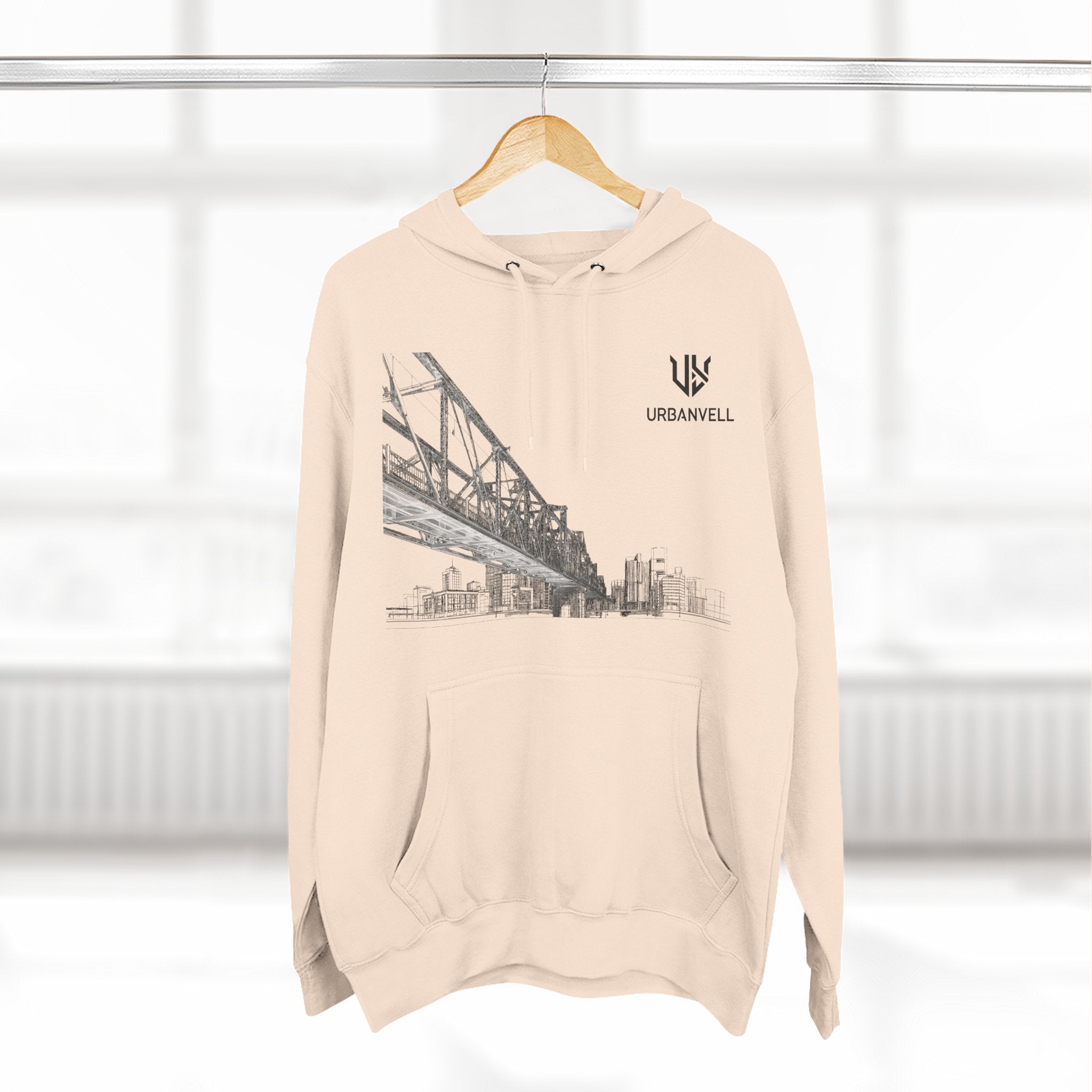 Railway Bridge Skyline Hoodie — URBANVELL Architectural Graphic Pullover