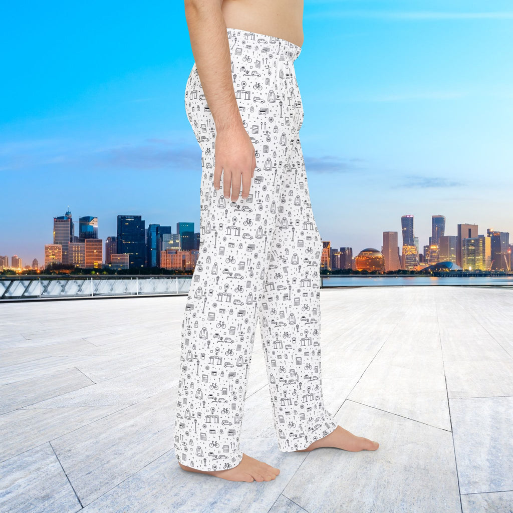 Men's Pajama Pants — URBANVELL Cozy All-Over Cute Robot Print Lounge Pants