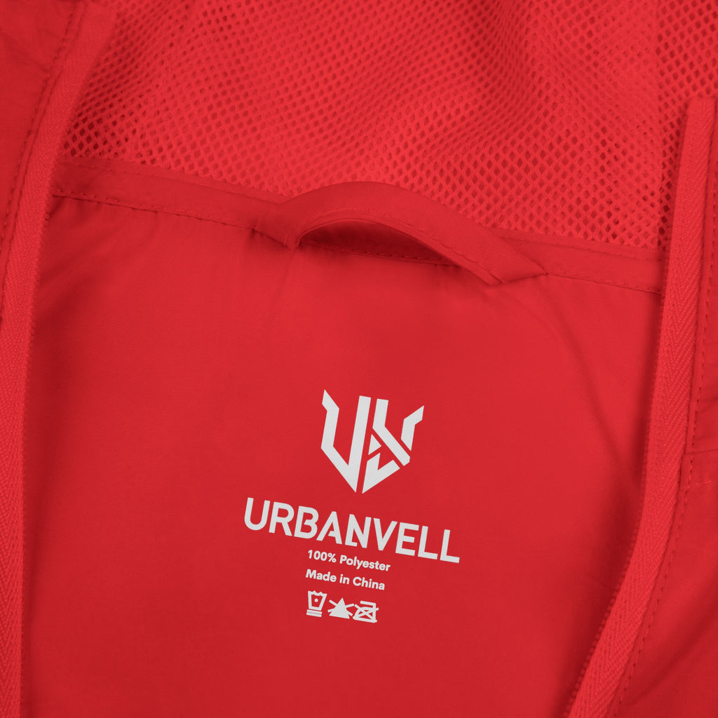 White Camo Windbreaker Jacket with URBANVELL Logo — Lightweight Full-Zip Hooded Jacket