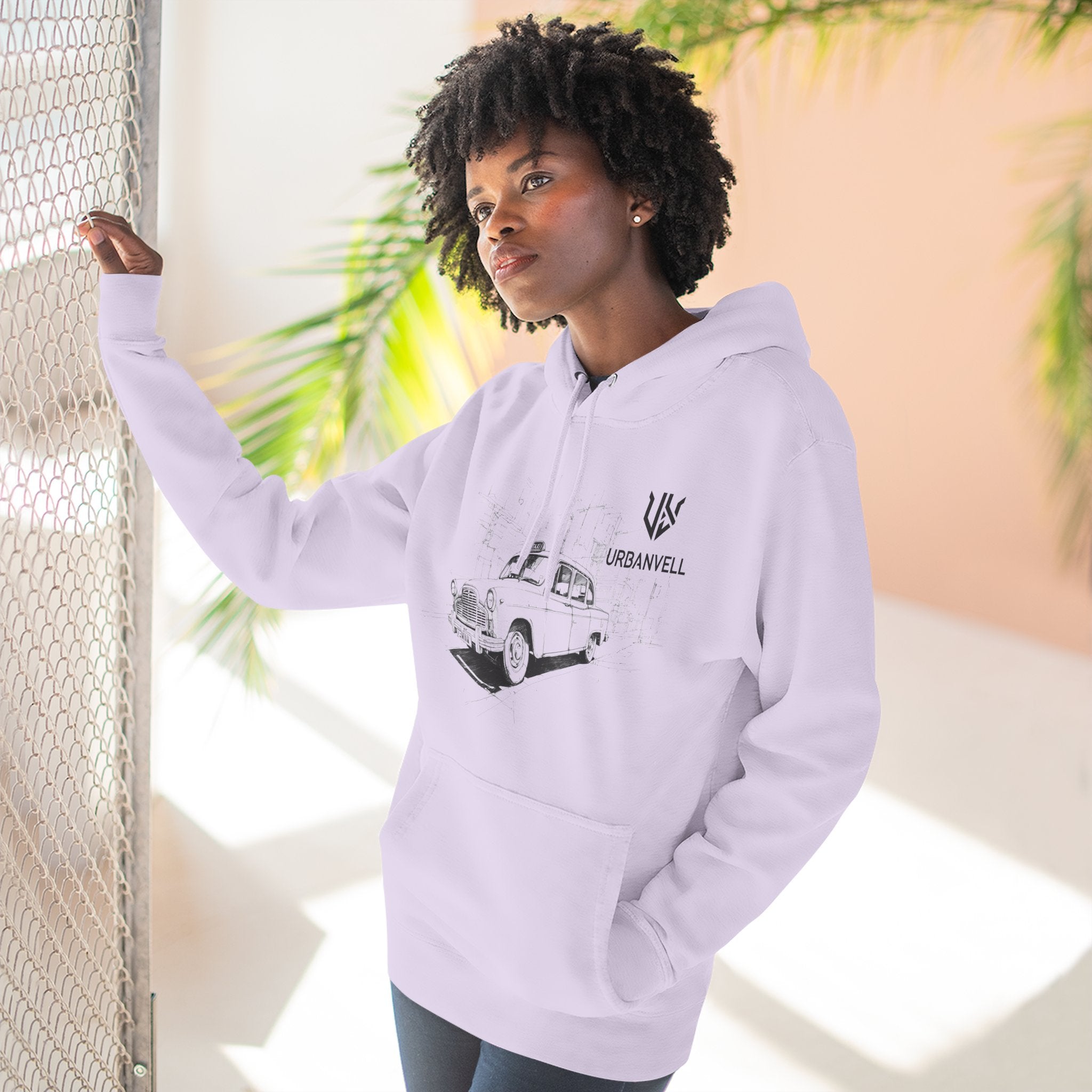 Old City Cab Illustration Hoodie — URBANVELL Classic Convertible Graphic Hoodie