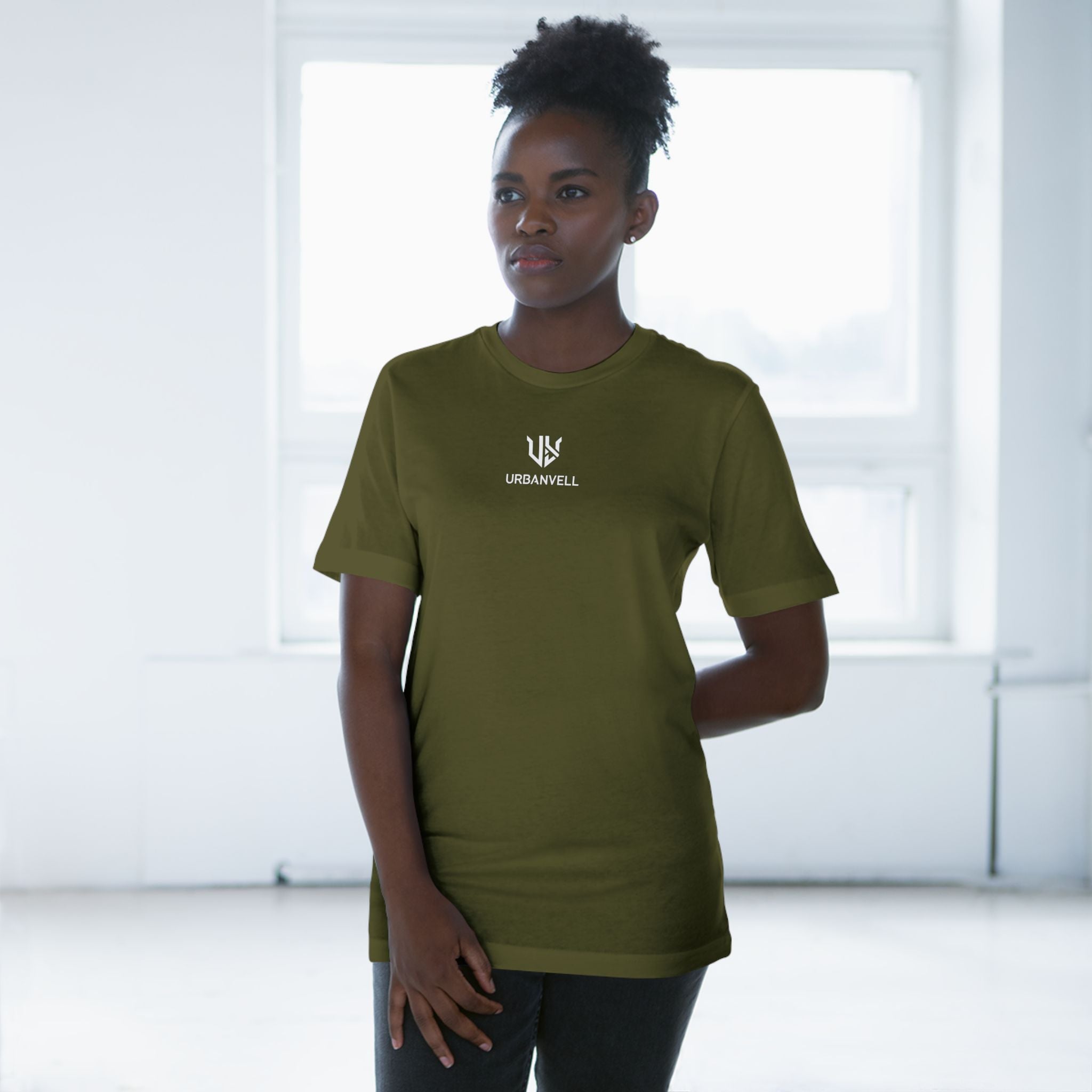 Minimal UrbanVell Centered Logo T‑Shirt — URBANVELL Clean Small Chest Logo Tee