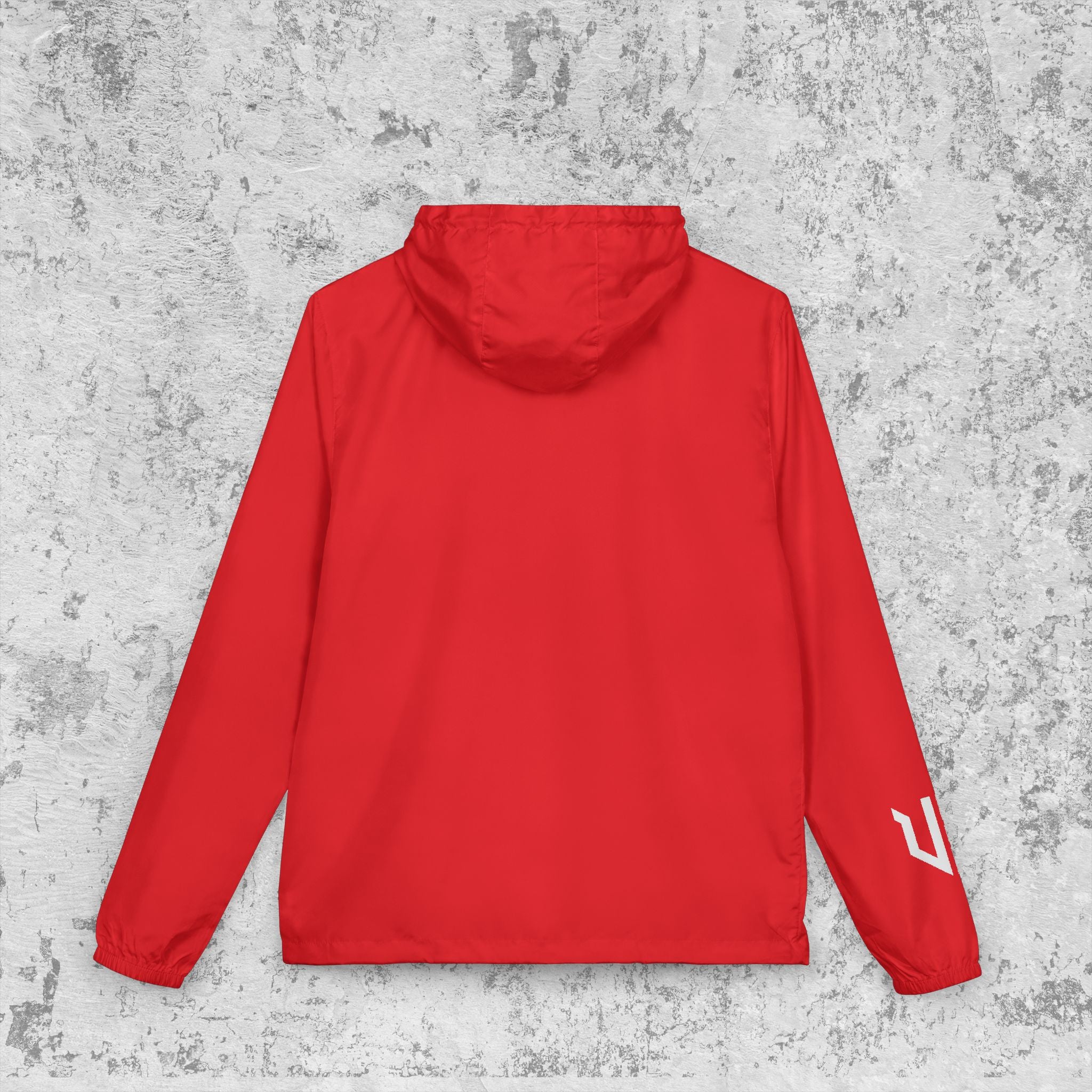 White Camo Windbreaker Jacket with URBANVELL Logo — Lightweight Full-Zip Hooded Jacket