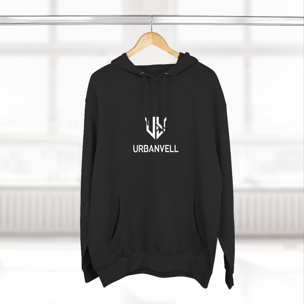URBANVELL Centered Minimal Logo Hoodie — Classic Fleece Pullover