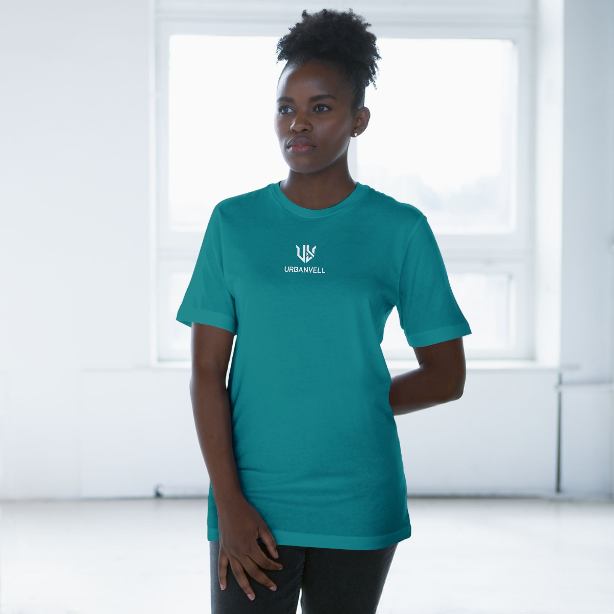Minimal UrbanVell Centered Logo T‑Shirt — URBANVELL Clean Small Chest Logo Tee