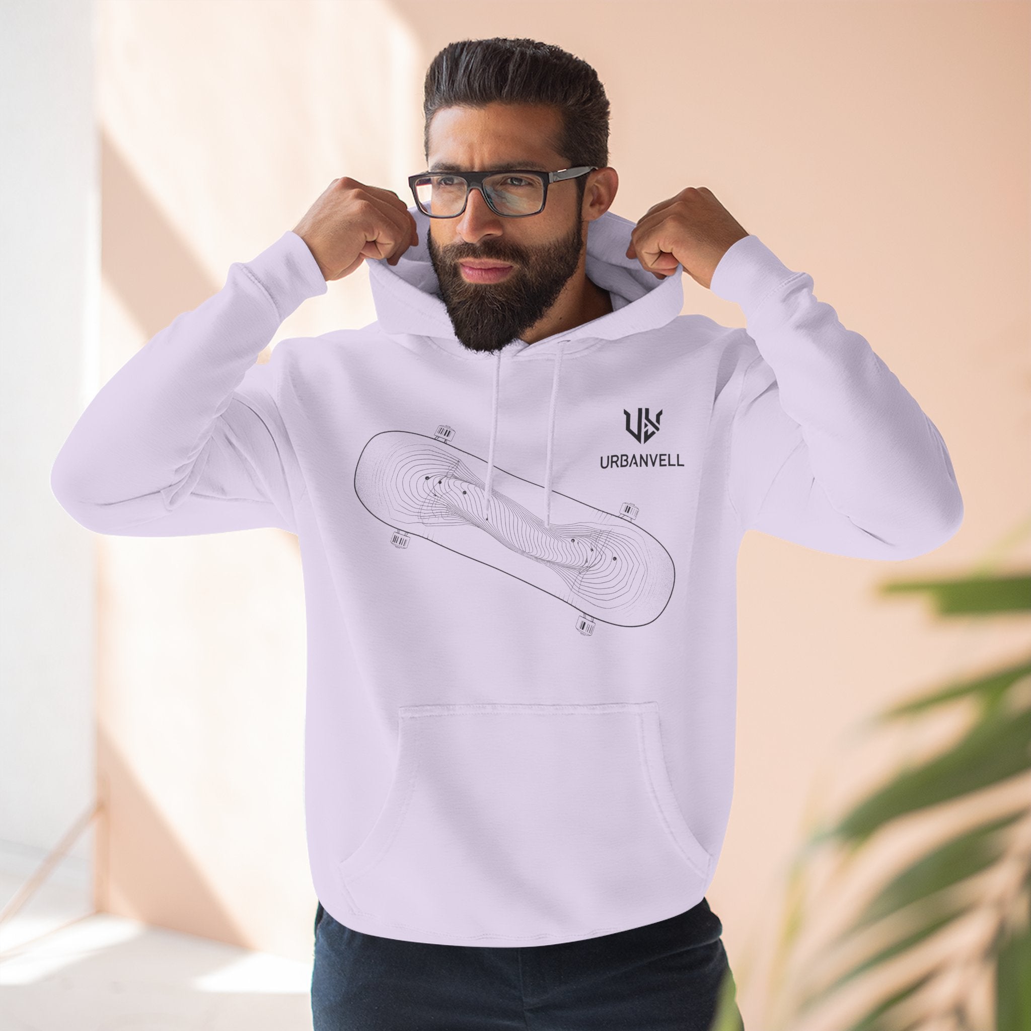 Skateboard Minimalist Fleece Hoodie — Urbanvell Logo Pullover