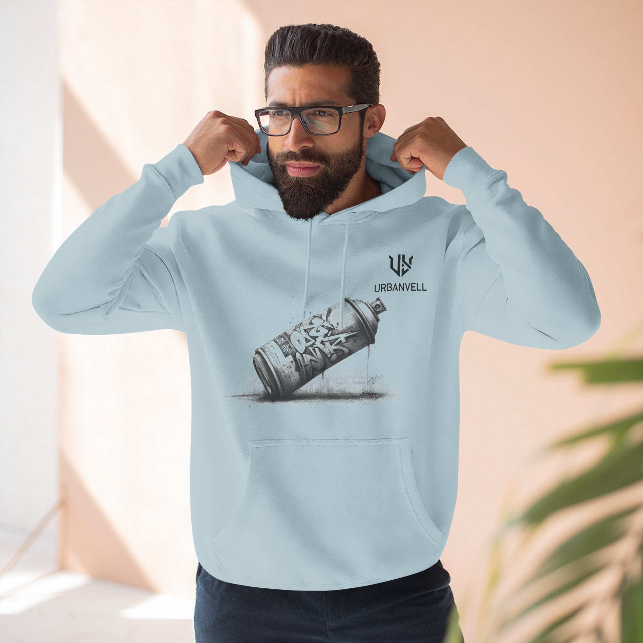 Graffiti Spray Can Sketch Hoodie — URBANVELL Urban Art Streetwear Fleece Pullover