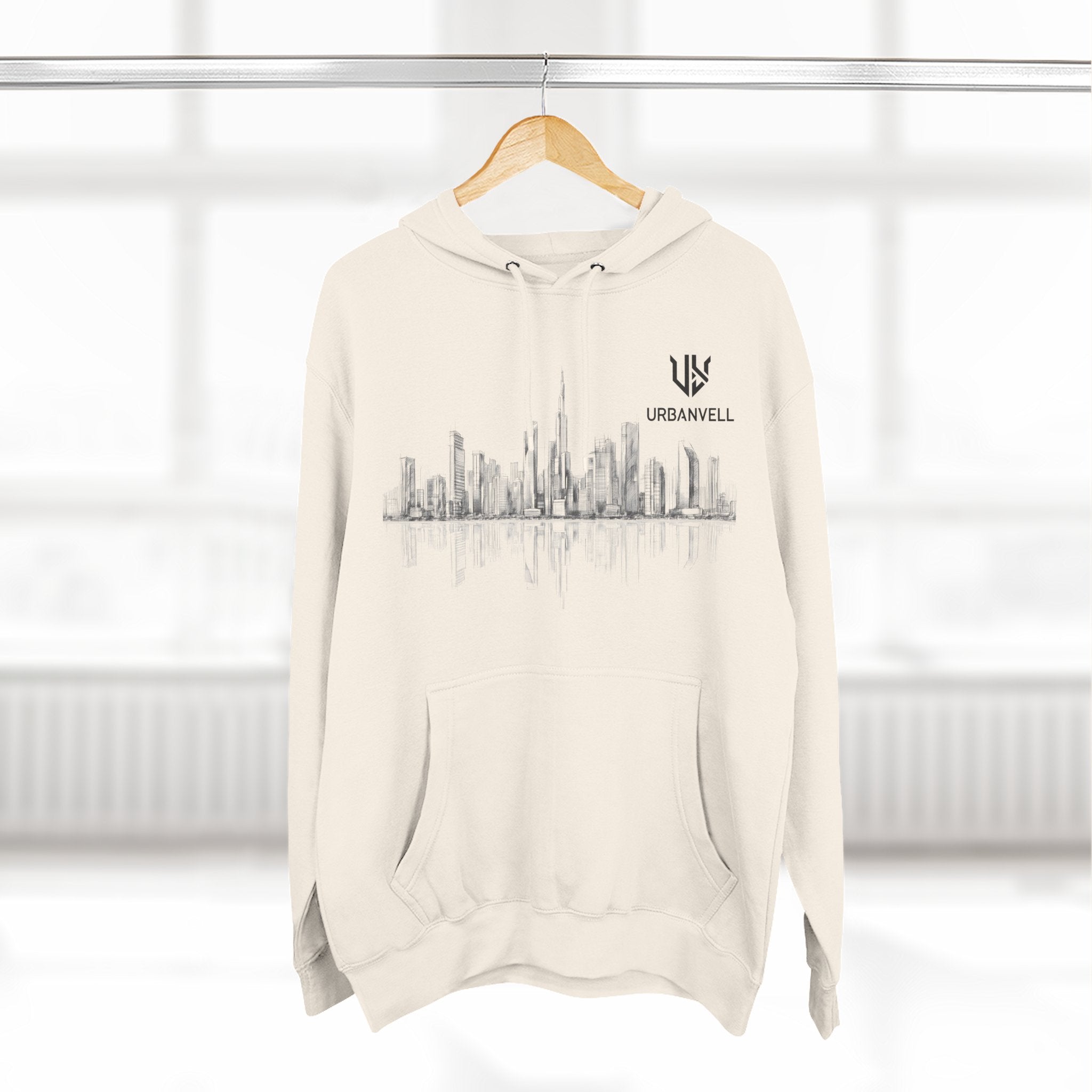 City Skyline Hoodie — URBANVELL Minimal Urban Sketch Fleece Pullover
