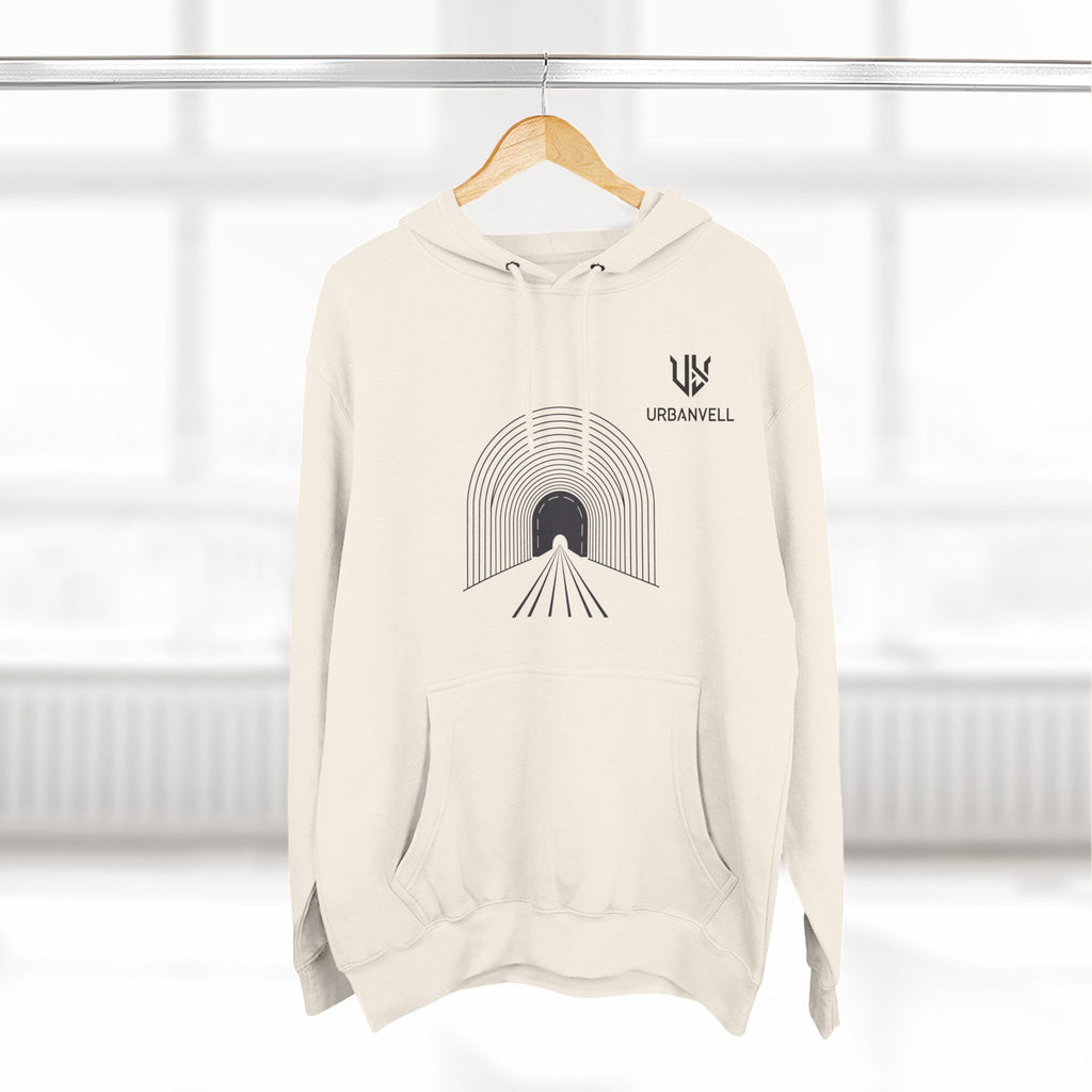 Minimalist Arch Tunnel Hoodie — URBANVELL Logo Fleece Pullover