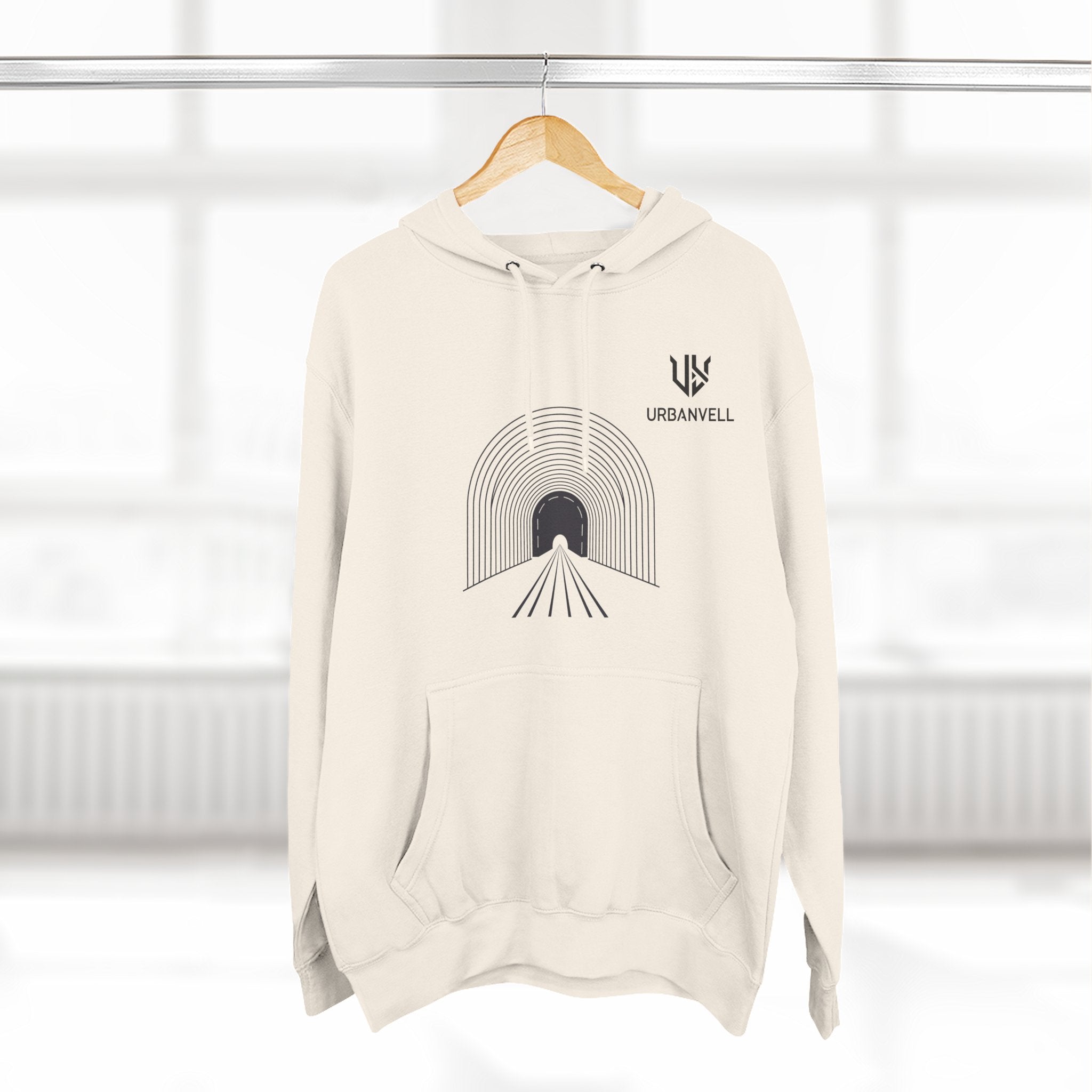 Minimalist Arch Tunnel Hoodie — URBANVELL Logo Fleece Pullover