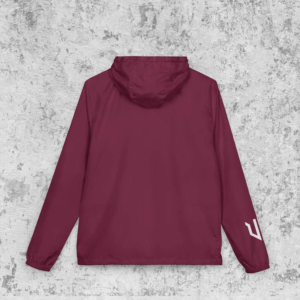 White Camo Windbreaker Jacket with URBANVELL Logo — Lightweight Full-Zip Hooded Jacket