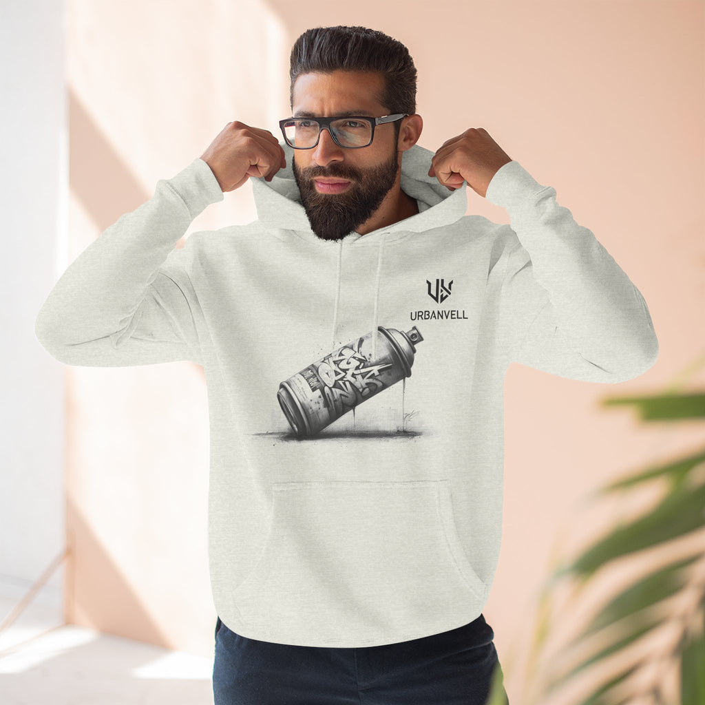Graffiti Spray Can Sketch Hoodie — URBANVELL Urban Art Streetwear Fleece Pullover