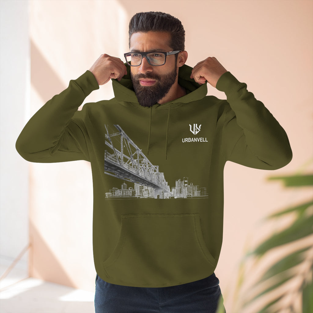 Railway Bridge Skyline Hoodie — URBANVELL Architectural Graphic Pullover