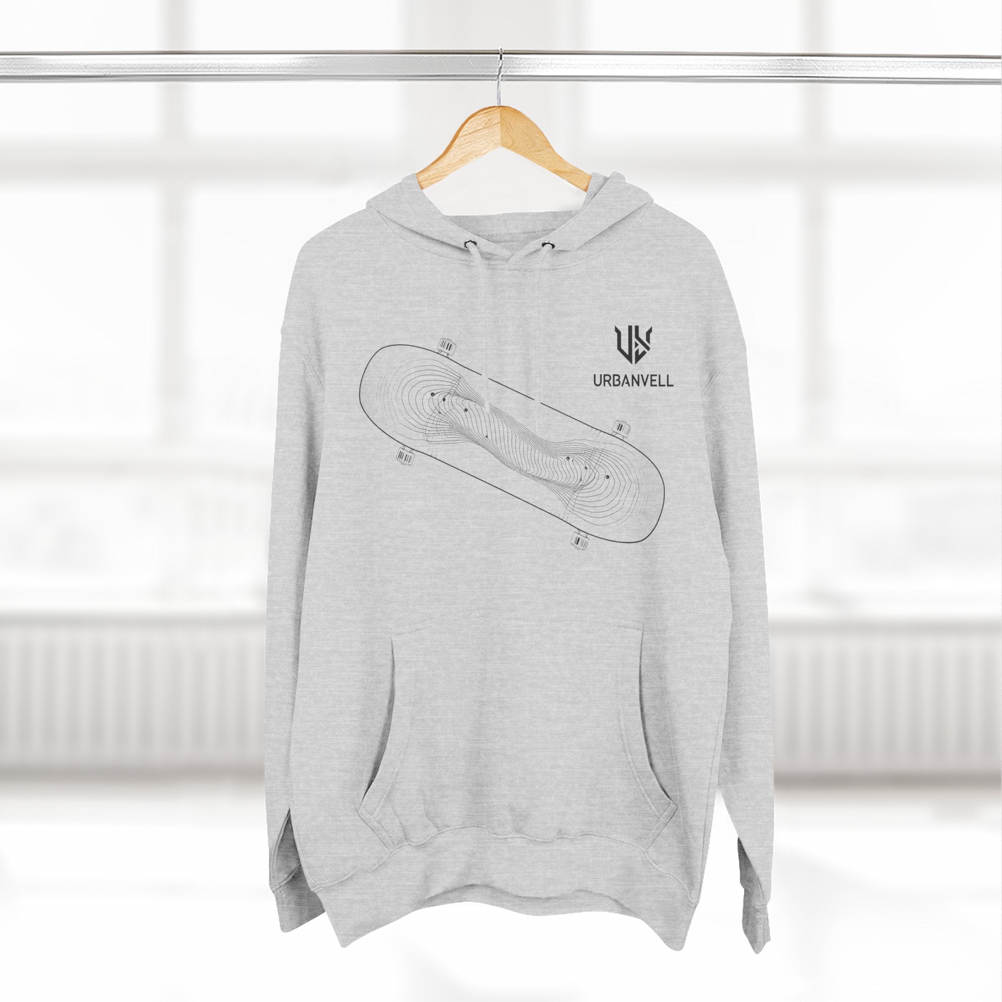 Skateboard Minimalist Fleece Hoodie — Urbanvell Logo Pullover