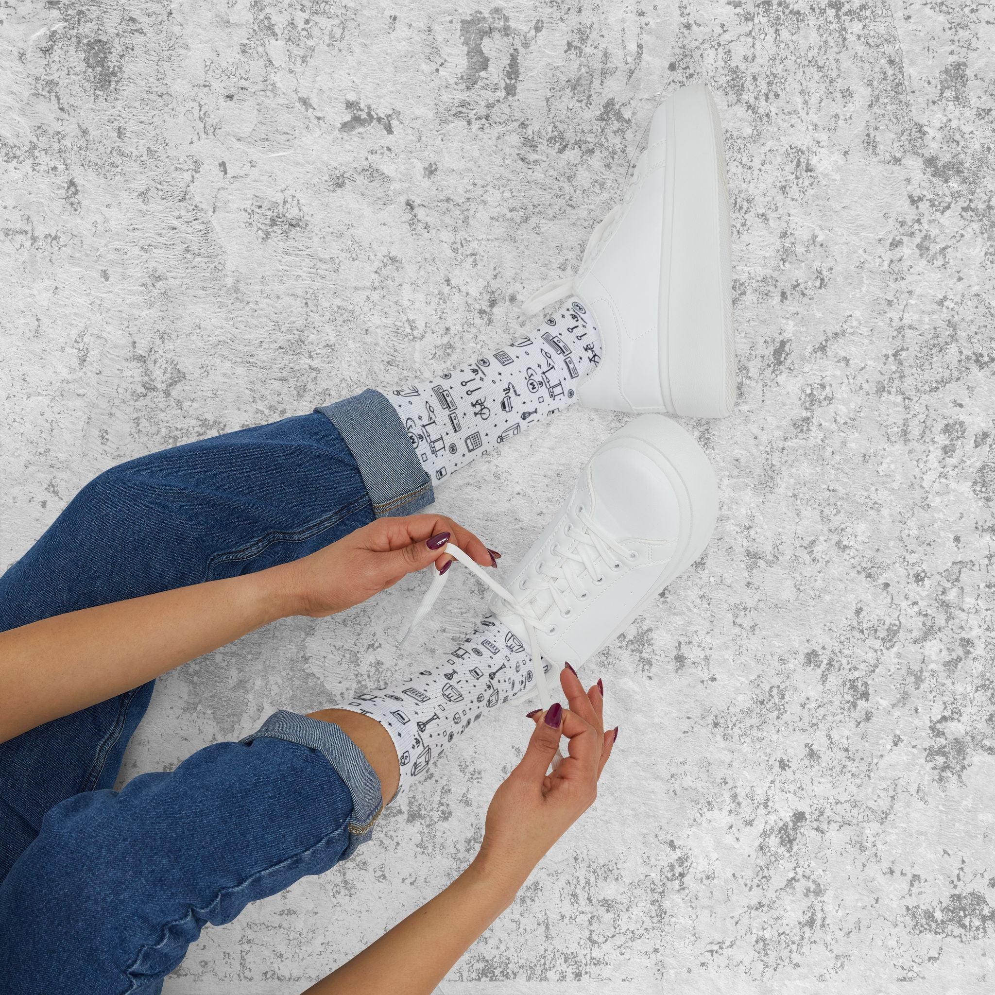 URBAN Pattern Sublimation Socks — URBANVELL Retro Gadgets All-Over Print