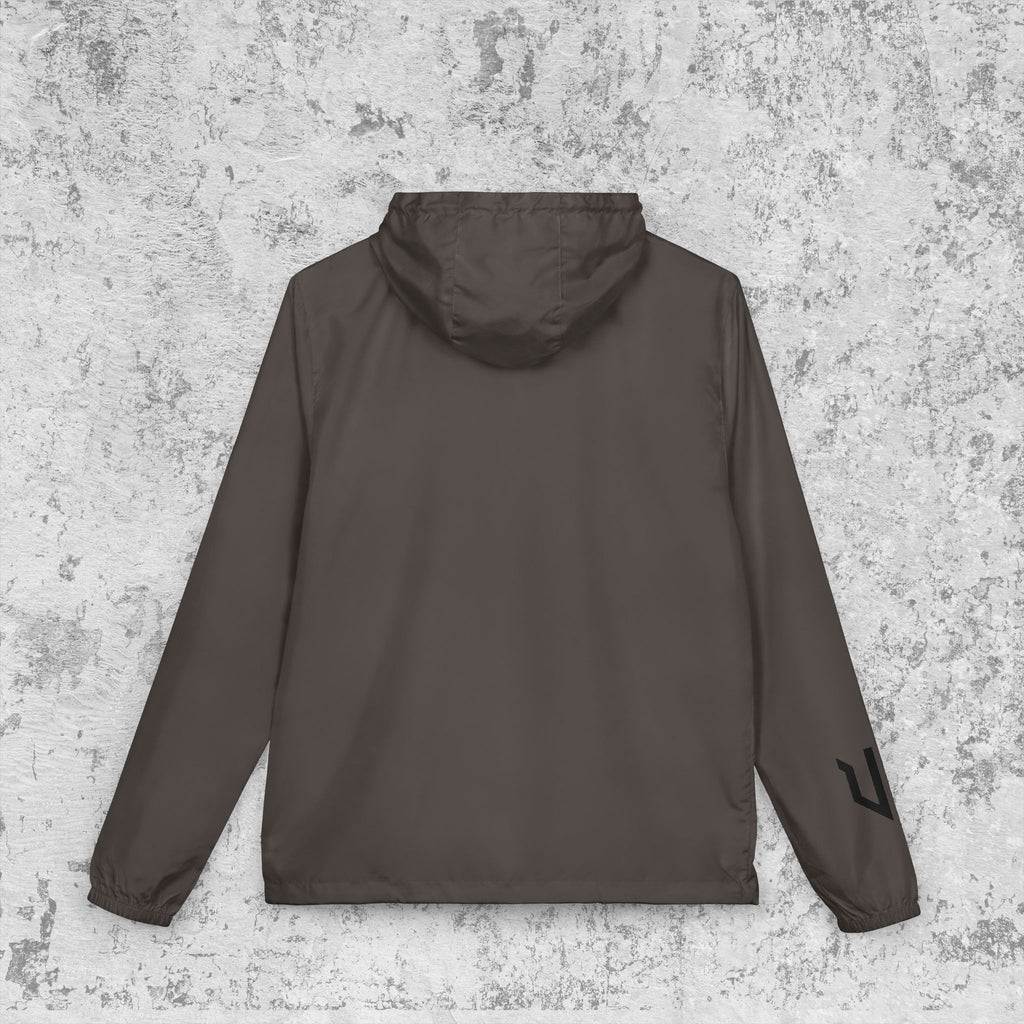 White Camo Windbreaker Jacket with URBANVELL Logo — Lightweight Full-Zip Hooded Jacket