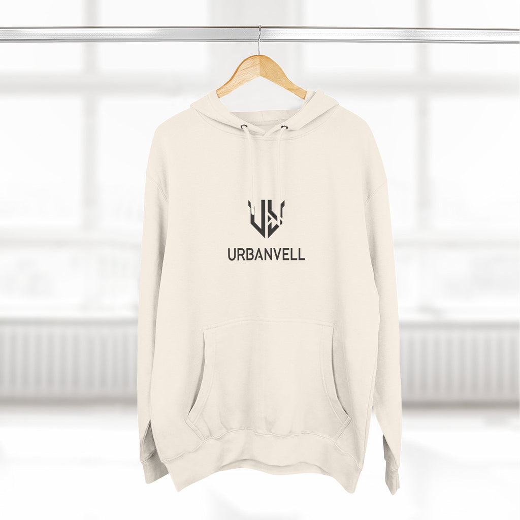 URBANVELL Centered Minimal Logo Hoodie — Classic Fleece Pullover