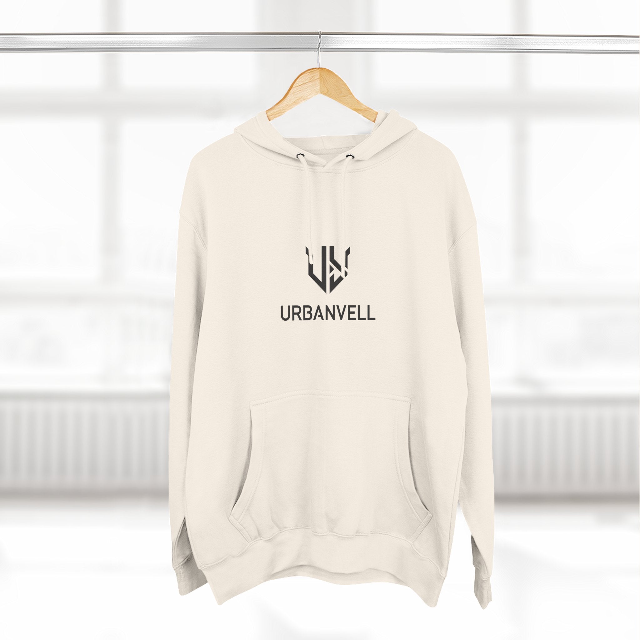 URBANVELL Centered Minimal Logo Hoodie — Classic Fleece Pullover