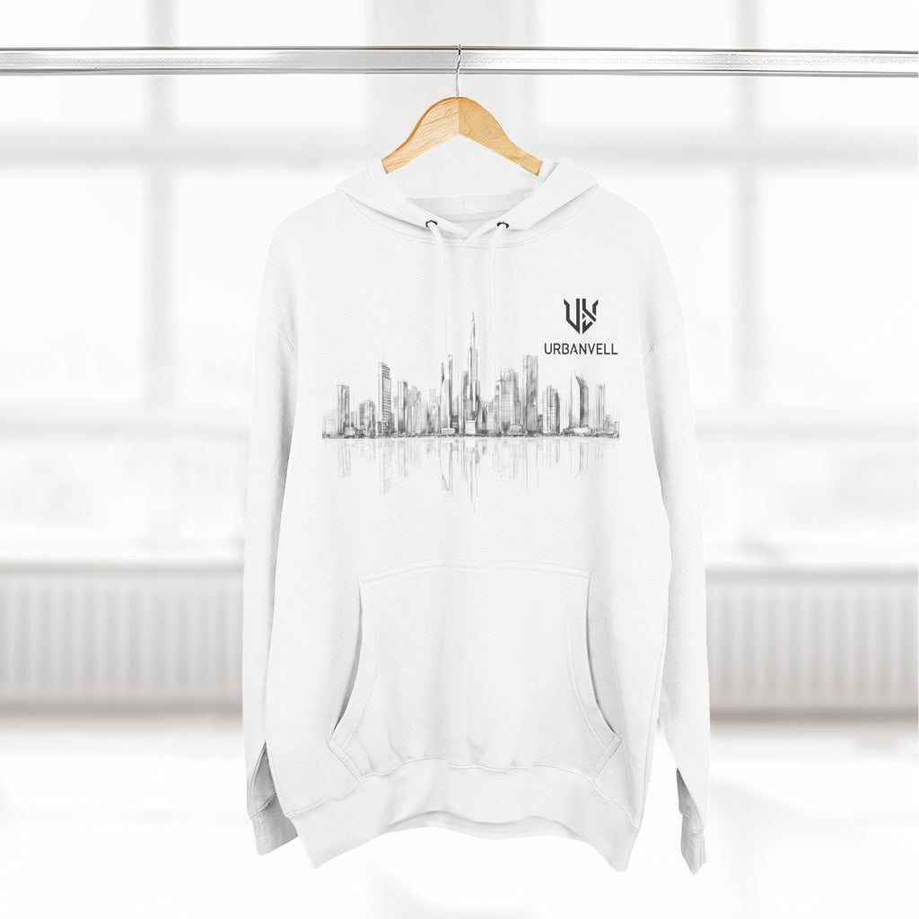 City Skyline Hoodie — URBANVELL Minimal Urban Sketch Fleece Pullover