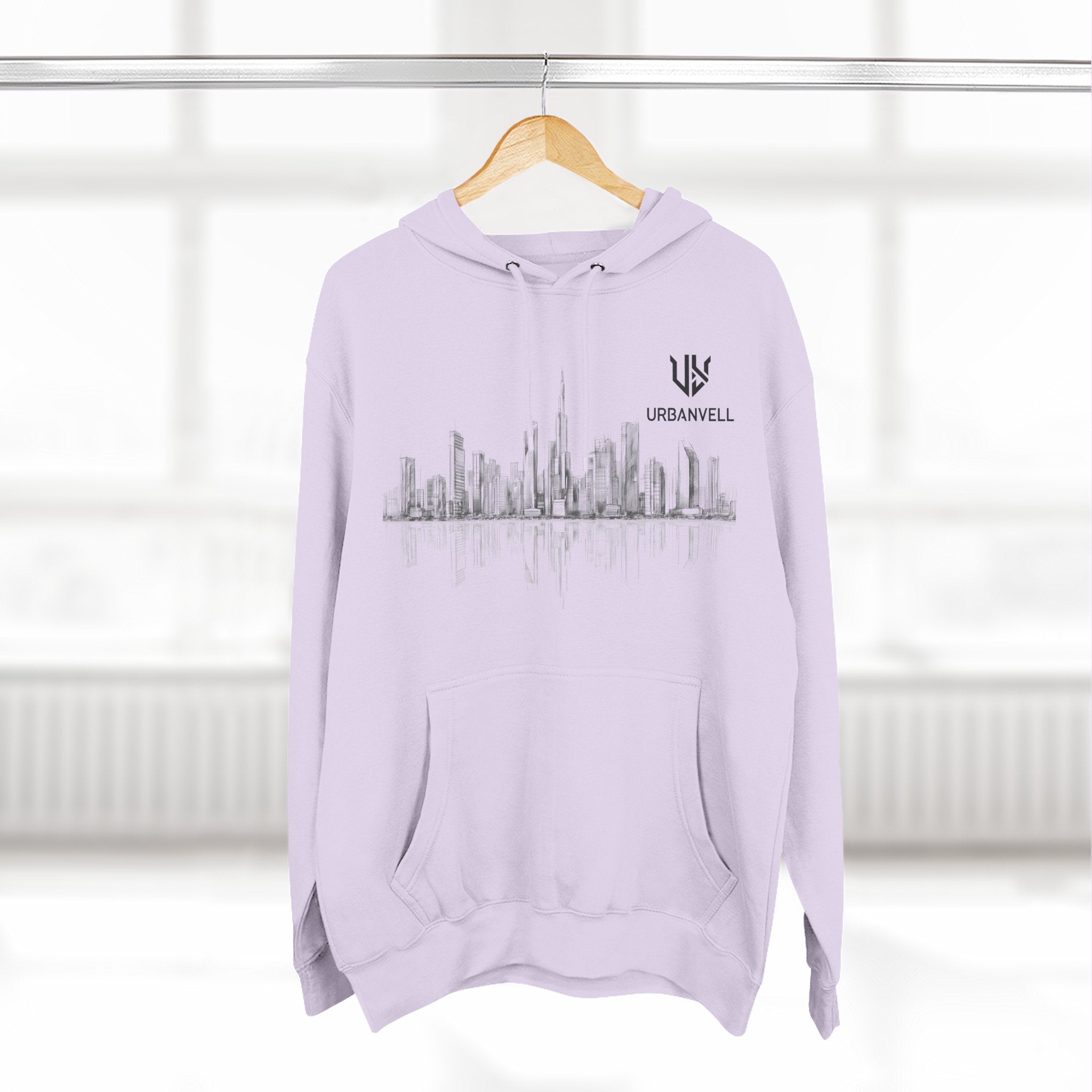 City Skyline Hoodie — URBANVELL Minimal Urban Sketch Fleece Pullover