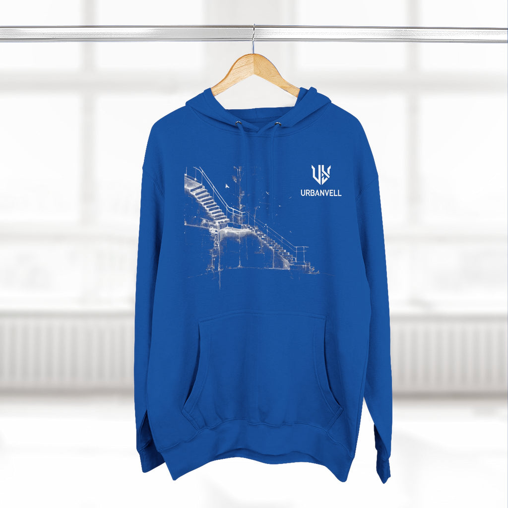 Industrial Staircase Sketch Hoodie — URBANVELL Minimal Architectural Pullover