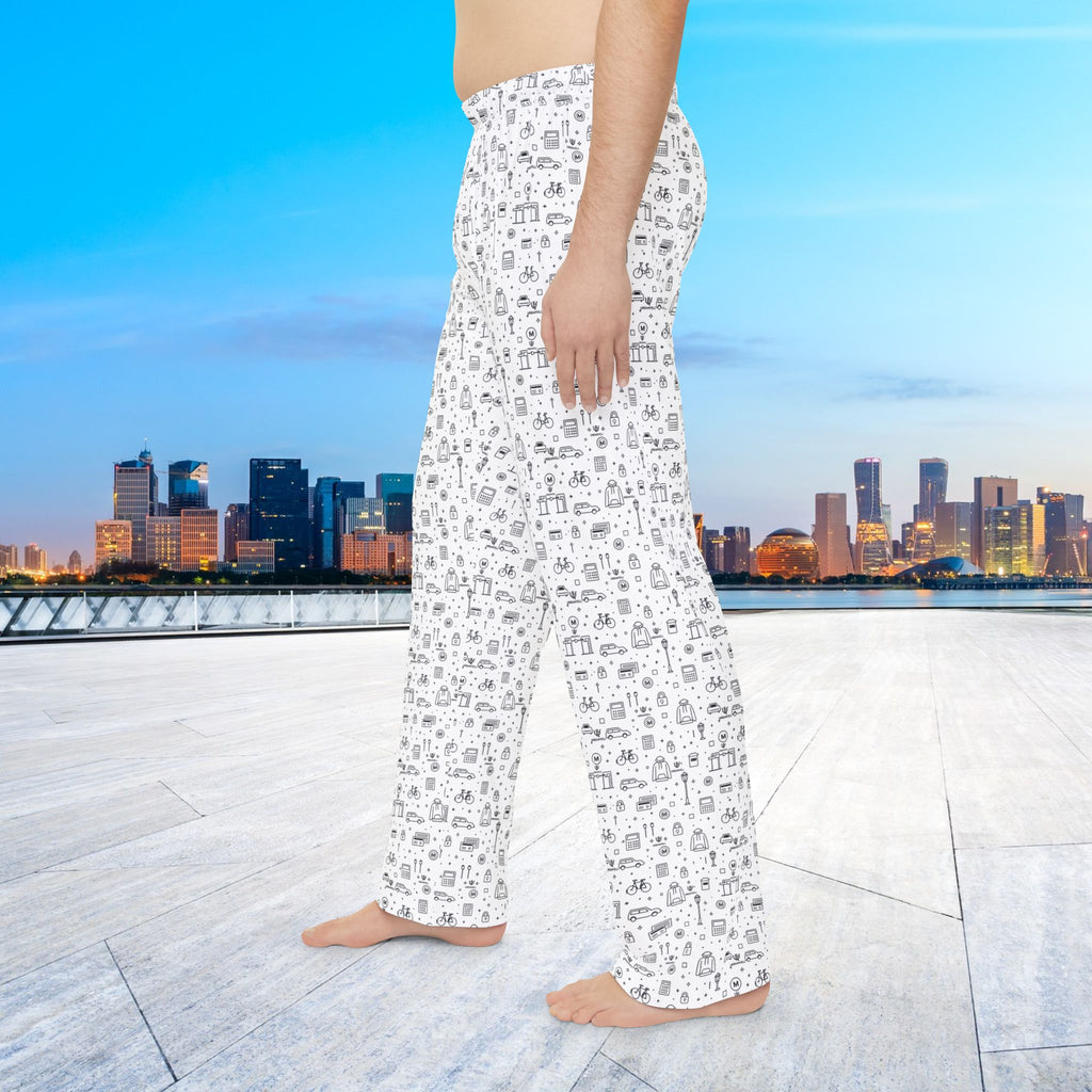 Men's Pajama Pants — URBANVELL Cozy All-Over Cute Robot Print Lounge Pants
