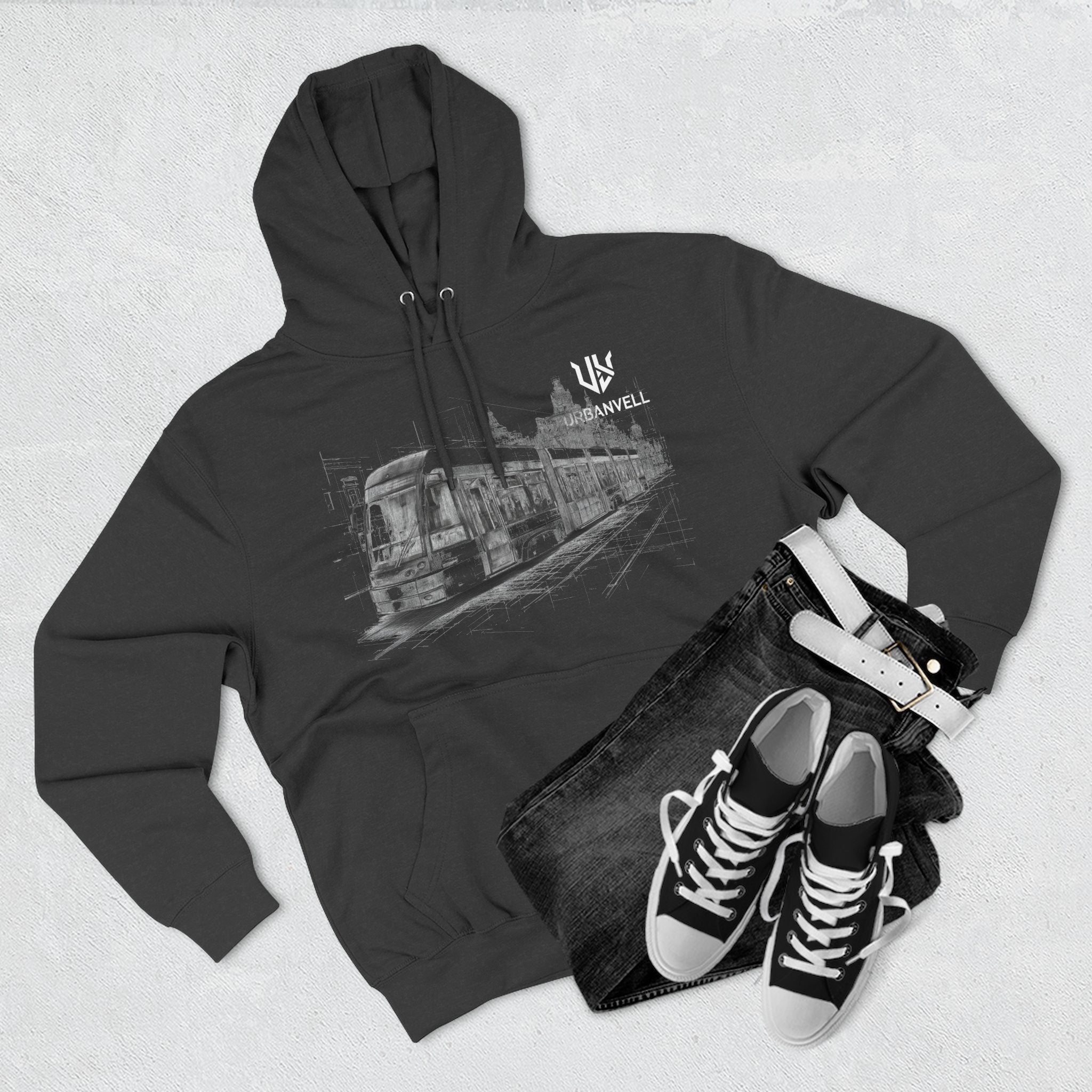 Light Rail Train Hoodie — URBANVELL Sketch Transit Design