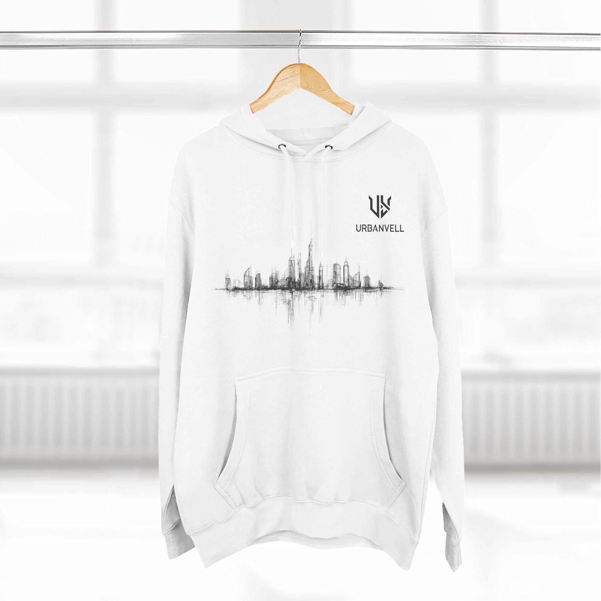 City Skyline Soundwave Hoodie — URBANVELL Minimal Urban Graphic Fleece Pullover