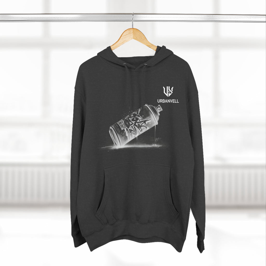 Graffiti Spray Can Sketch Hoodie — URBANVELL Urban Art Streetwear Fleece Pullover