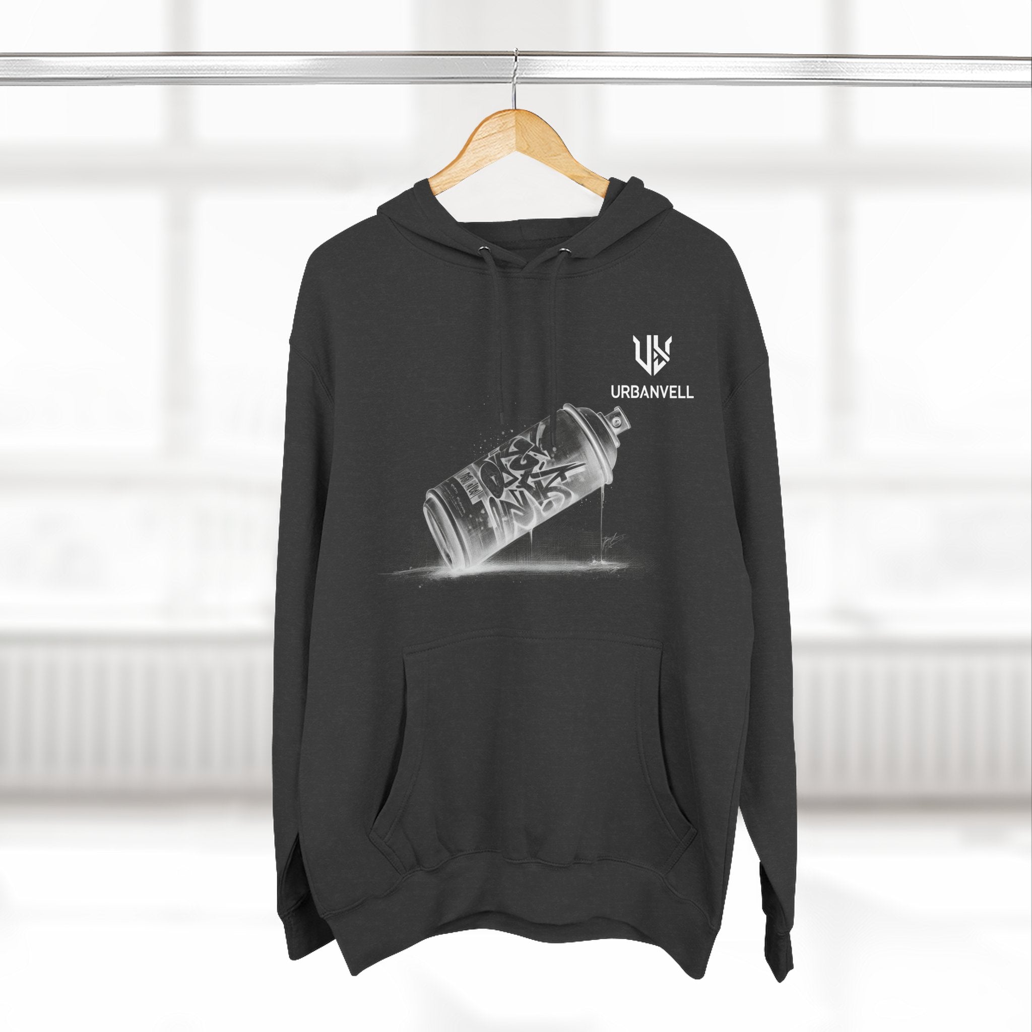 Graffiti Spray Can Sketch Hoodie — URBANVELL Urban Art Streetwear Fleece Pullover