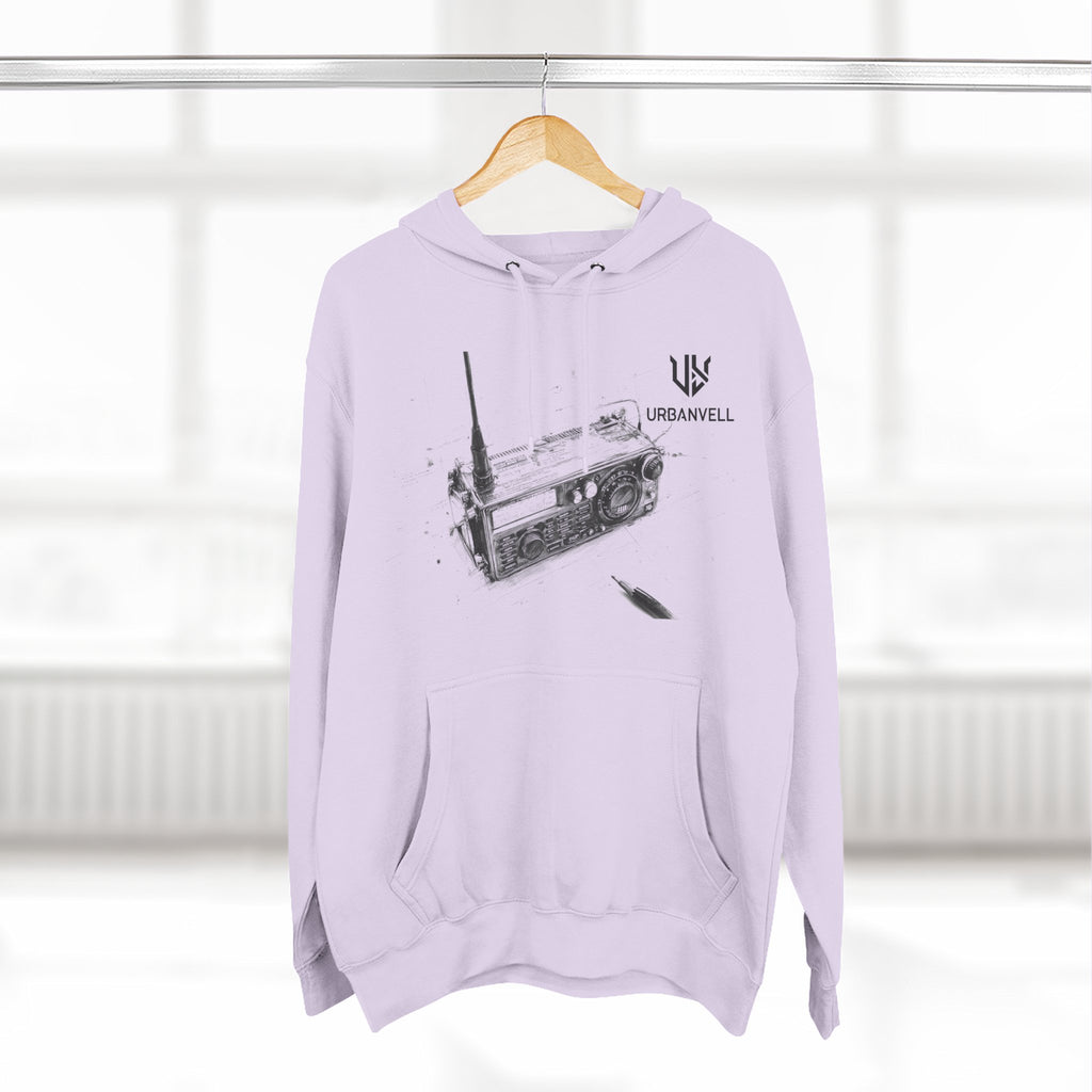 Walkie-Talkie Radio Sketch Hoodie — URBANVELL Minimal Urban Radio Graphic Fleece Pullover