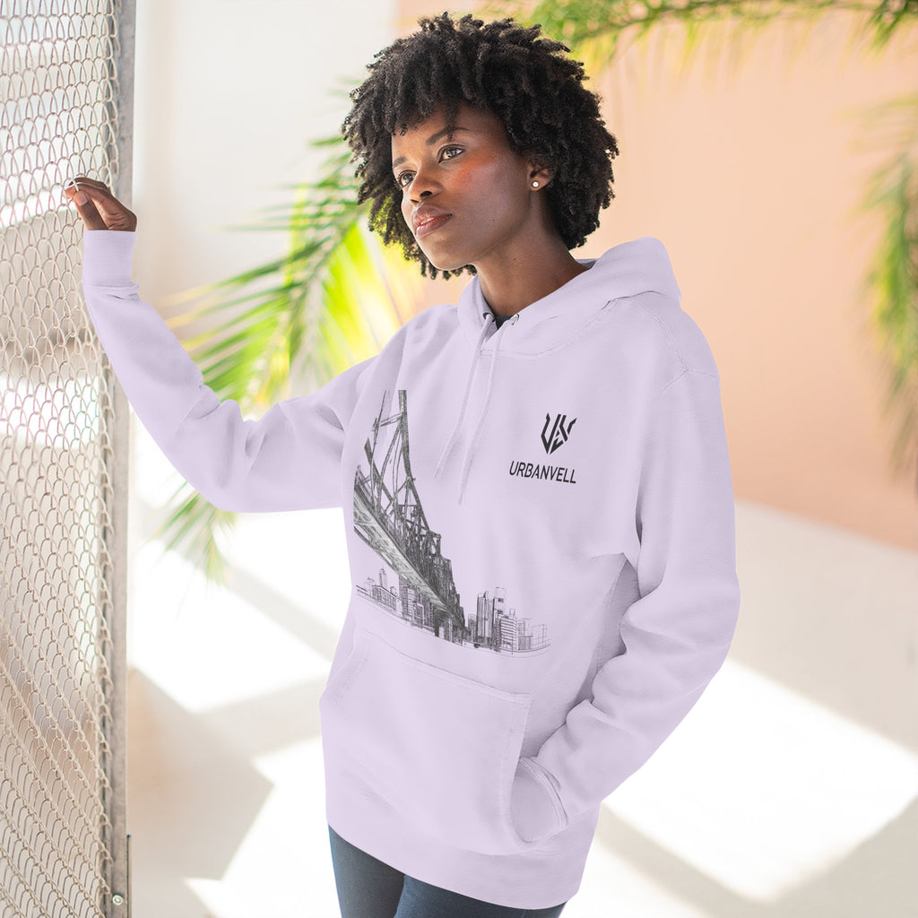 Railway Bridge Skyline Hoodie — URBANVELL Architectural Graphic Pullover